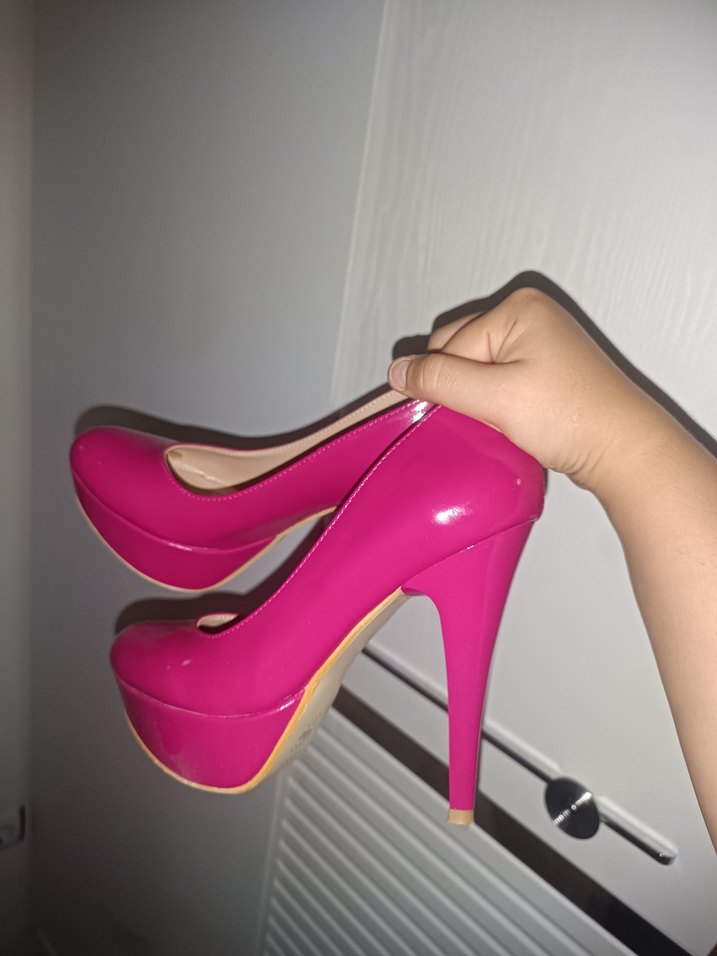 Parlak Pembe Stiletto Topuklu Kadın Ayakkabı - Görsel 2