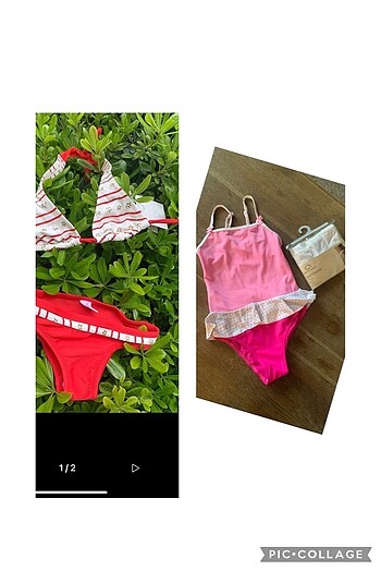 Pembiş mayo ve kırmızı bikini 5 yaş ve tanga külotlar