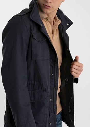 Düğmeli Erkek Denim Ceket, Normal Boy, Lacivert