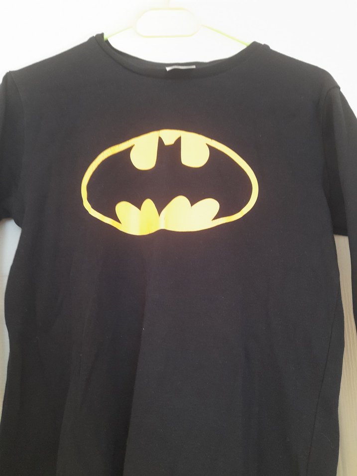 Siyah Batman Baskılı Erkek Çocuk Uzun Kollu Tişört - Görsel 3