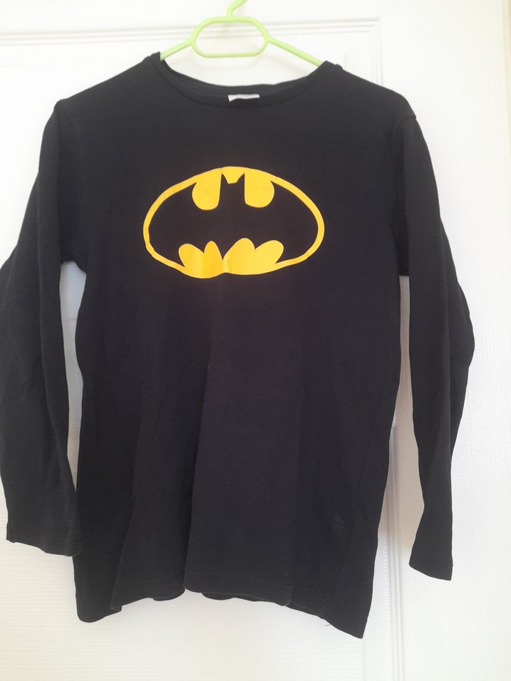 Siyah Batman Baskılı Erkek Çocuk Uzun Kollu Tişört - Görsel 2