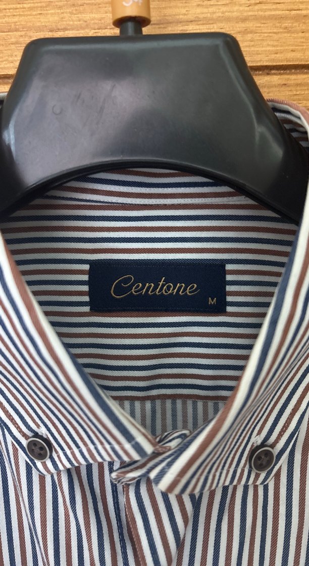 Centone Mavi ve Bal Çizgili Erkek Gömlek Uzun Kollu - Görsel 3