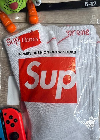 Beyaz Baskılı unisex orijinal supreme çorap - Görsel 2