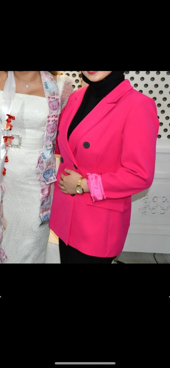 Pembe Düğmeli Kadın Blazer Ceket - Görsel 2