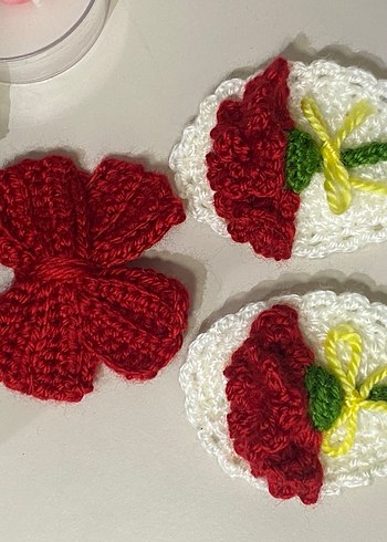 Renkli Nakışlı Örgü Çocuk Toka Seti - Görsel 2