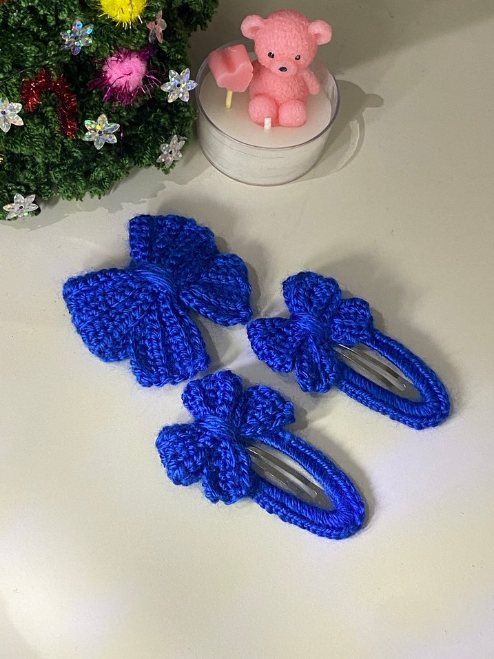 Mavi Nakışlı Fiyonk Çocuk Toka Seti - Görsel 2