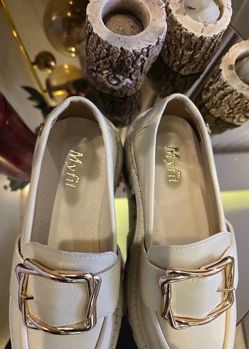 Beyaz Tokalı Platform Topuklu Kadın Loafer - Görsel 7