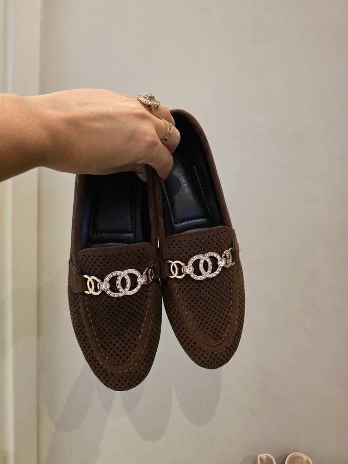 Kahverengi Süet Tokalı Blok Topuk Kadın Ayakkabı - Görsel 2