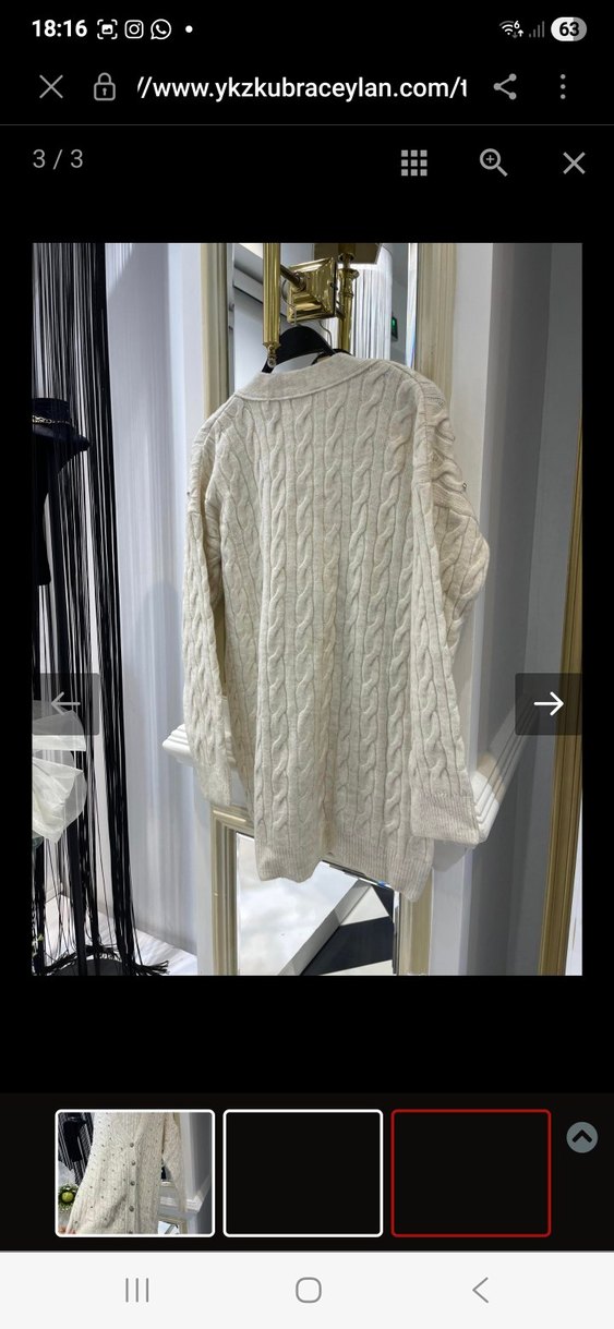 Örgü V Yaka Beyaz Midi Hırka - Görsel 2