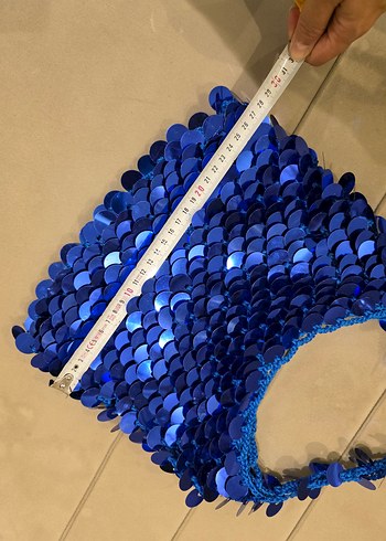 Mavi Püsküllü İşlemeli Kadın Çanta - Görsel 7