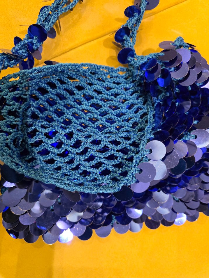 Mavi Püsküllü İşlemeli Kadın Çanta - Görsel 4