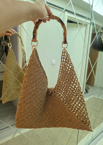 Bej Örgü Bohem Kadın Çanta - Görsel 2