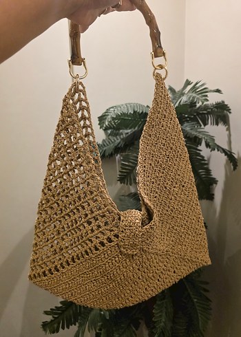 Bej Örgü Bohem Kadın Çanta - Görsel 8