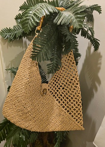 Bej Örgü Bohem Kadın Çanta - Görsel 5