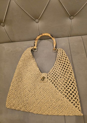 Bej Örgü Bohem Kadın Çanta - Görsel 4