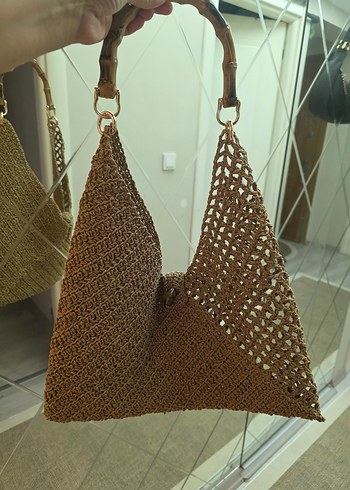 Bej Örgü Bohem Kadın Çanta - Görsel 3