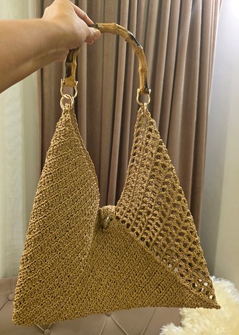 Bej Örgü Bohem Kadın Çanta - Görsel 6