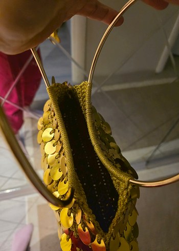 Altın Renkli Payetli Bohem Kadın Çanta - Görsel 9