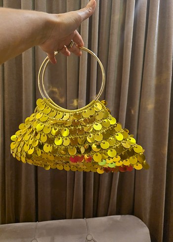 Altın Renkli Payetli Bohem Kadın Çanta - Görsel 12