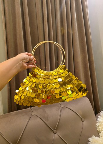 Altın Renkli Payetli Bohem Kadın Çanta - Görsel 4