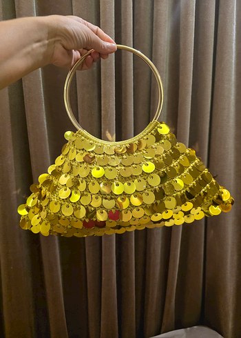 Altın Renkli Payetli Bohem Kadın Çanta - Görsel 3