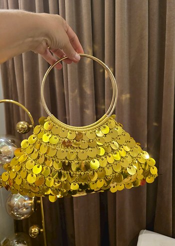 Altın Renkli Payetli Bohem Kadın Çanta - Görsel 2