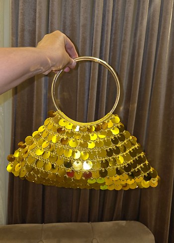 Altın Renkli Payetli Bohem Kadın Çanta - Görsel 15