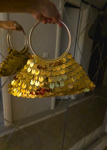 Altın Renkli Payetli Bohem Kadın Çanta - Görsel 10