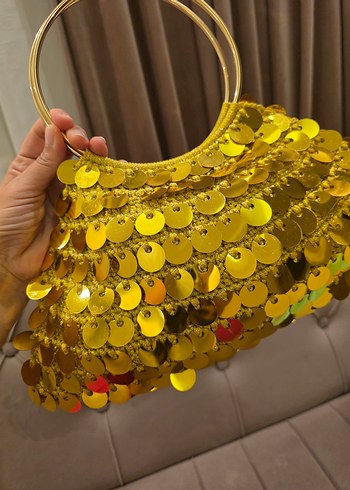 Altın Renkli Payetli Bohem Kadın Çanta - Görsel 6