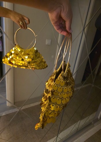 Altın Renkli Payetli Bohem Kadın Çanta - Görsel 14