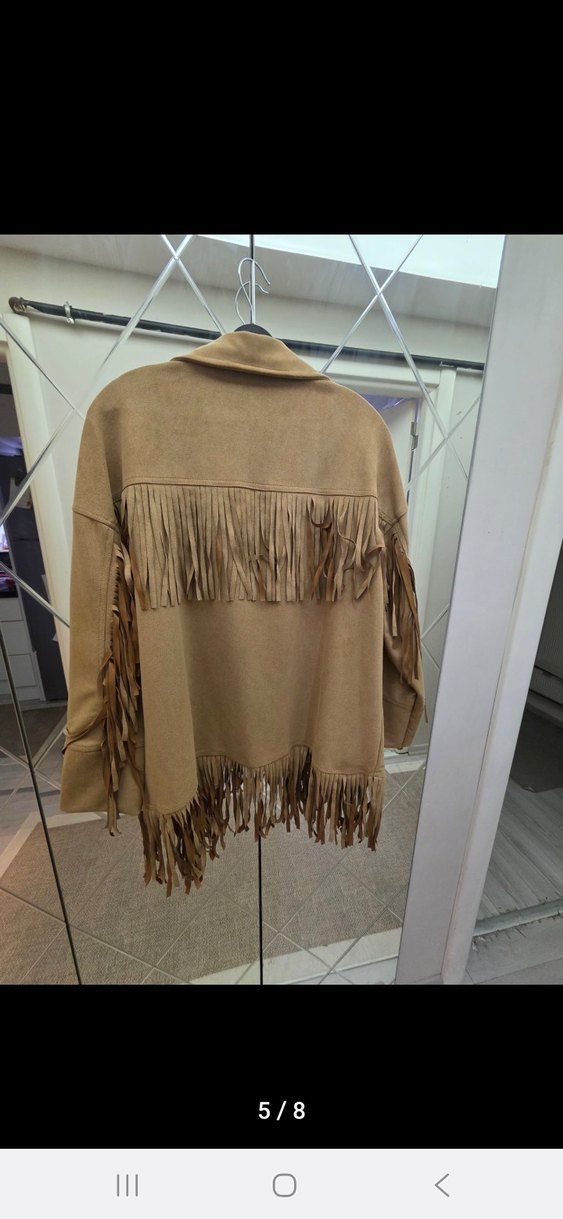 Püsküllü Kahverengi Kadın Süet Ceket - Görsel 5