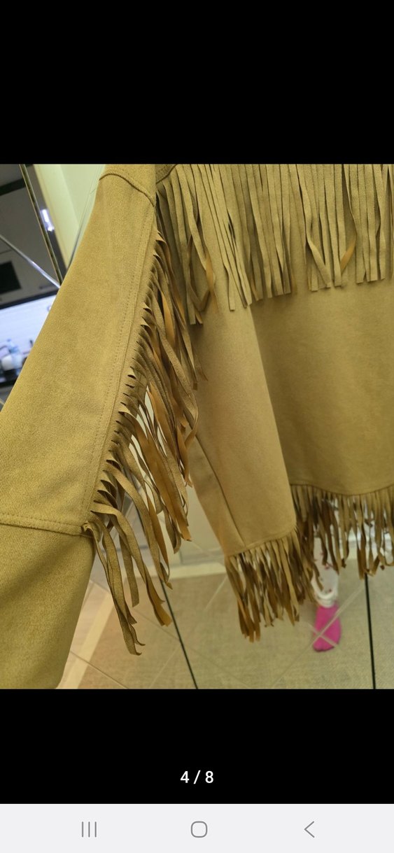 Püsküllü Kahverengi Kadın Süet Ceket - Görsel 4