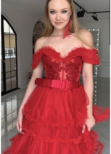 38 Beden Nova sposa kırmızı abiye elbise 