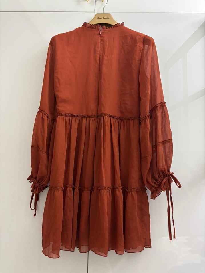 Uzun Kol, Fırfırlı Kahverengi Bohem Tunik - Görsel 2