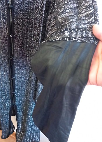 Gri Uzun  Kadın Hırka koları deri 48 bedene rahat olur - Görsel 3