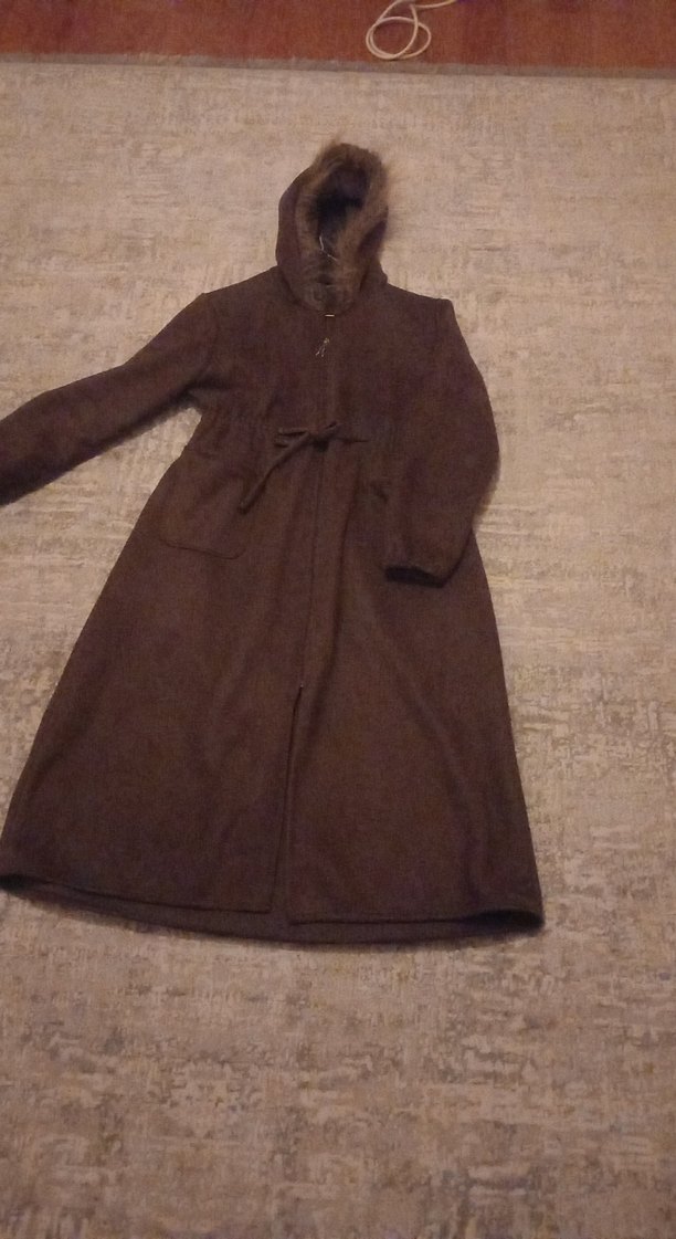 yag yeşili Süet Uzun Kemerli Kadın Kaban - Görsel 5