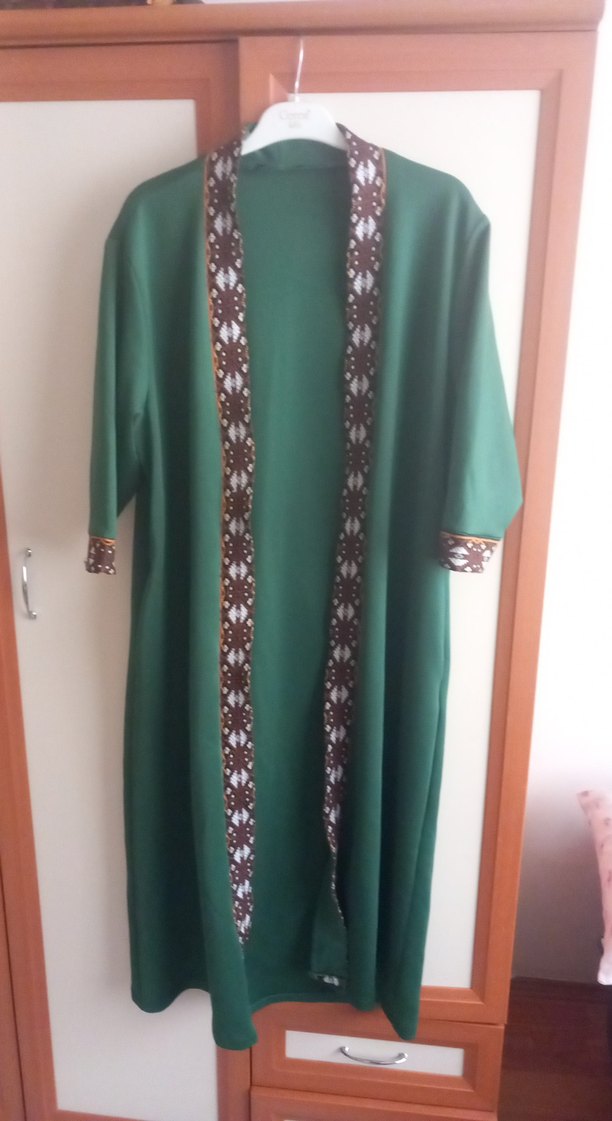 Yeşil Nakışlı Bohem Uzun abya - Görsel 2