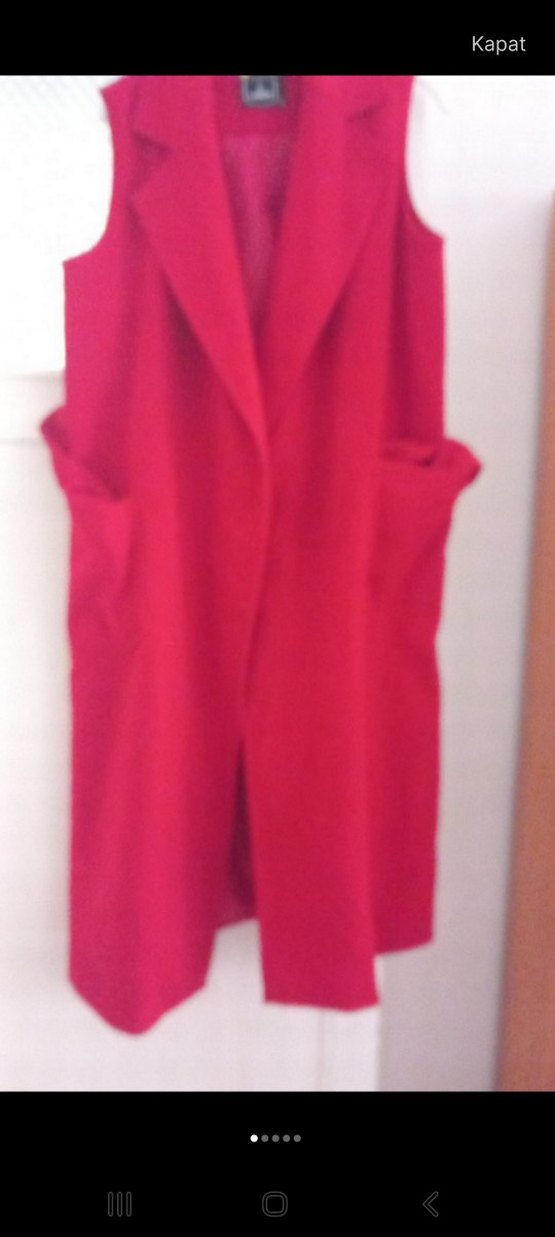 Kırmızı Uzun Kollu Salaş Kadın Kaban - Görsel 3