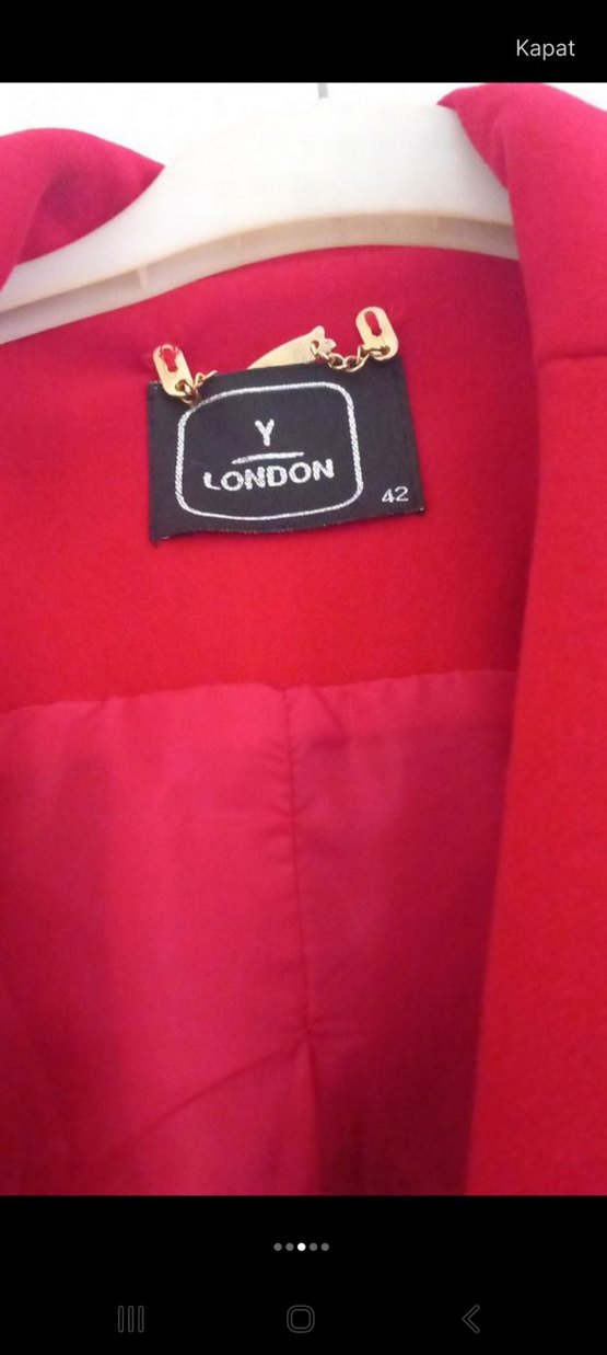 Kırmızı Uzun Kollu Salaş Kadın Kaban - Görsel 2