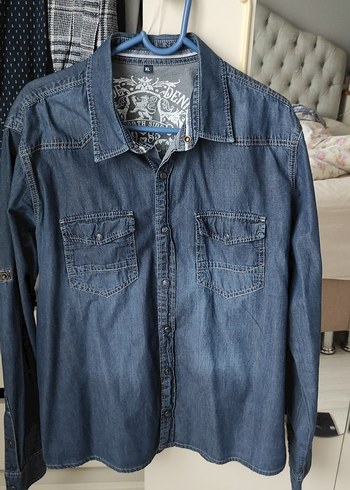 Erkek Mavi Denim Gömlek Uzun Kollu - Görsel 2