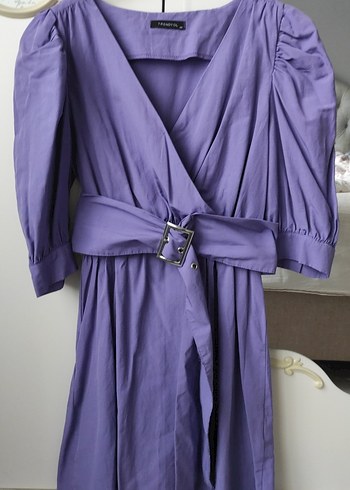 Mor Kemerli Midi Kadın Elbise - Görsel 2