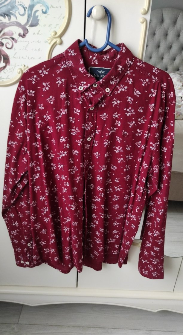 Bordo Çiçek Desenli Pamuklu Erkek Gömlek - Görsel 2