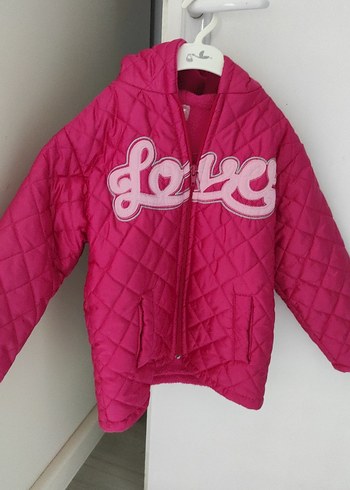 Pembe Kapüşonlu Kız Çocuk Mont - Görsel 2
