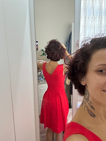 Bayan kırmızı elbise - Görsel 13