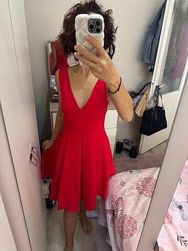 Bayan kırmızı elbise - Görsel 17