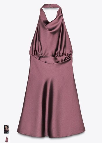 Zara Etiketli Bordo Drapeli Yüksek Yakalı Midi Abiye Elbise - Görsel 2