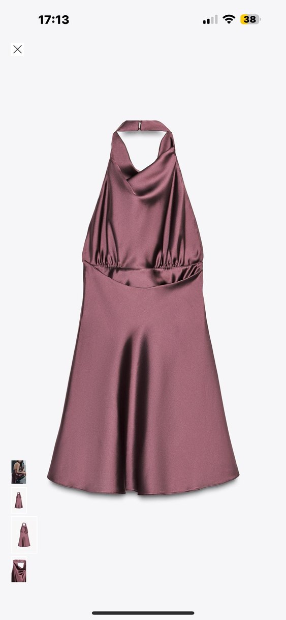 Zara Etiketli Bordo Drapeli Yüksek Yakalı Midi Abiye Elbise - Görsel 2
