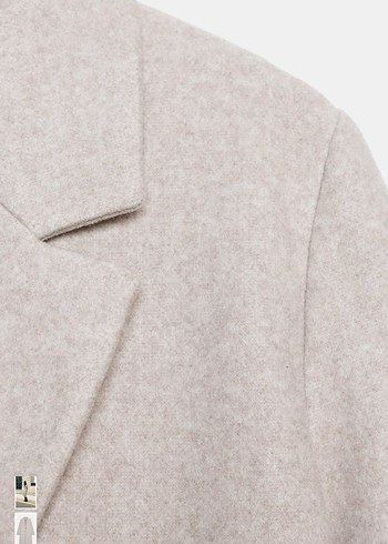 Zara Etiketli Tek Düğmeli Bej Kaban - Görsel 5