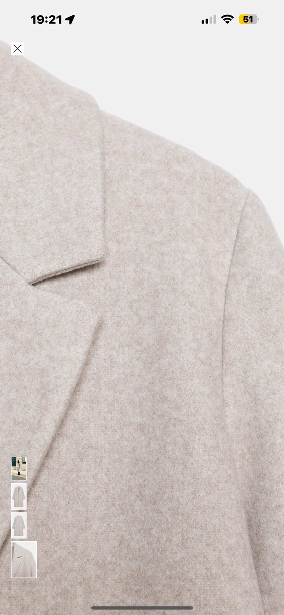 Zara Etiketli Tek Düğmeli Bej Kaban - Görsel 5