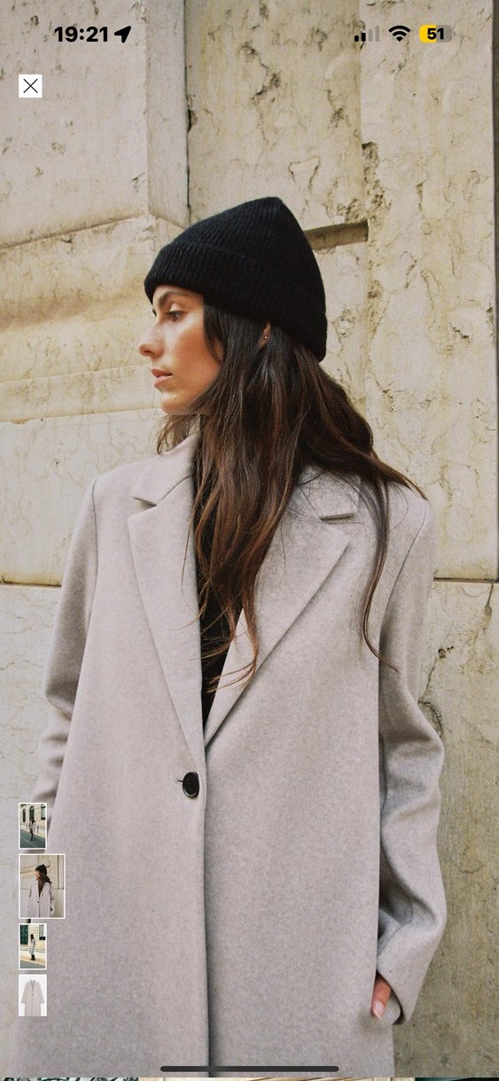 Zara Etiketli Tek Düğmeli Bej Kaban - Görsel 2